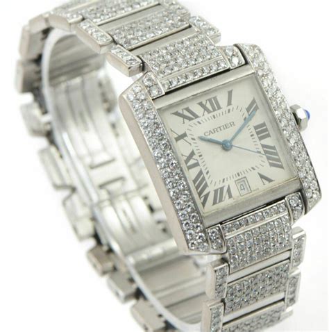 cartier tank with diamonds|cartier tank francaise diamond watch.